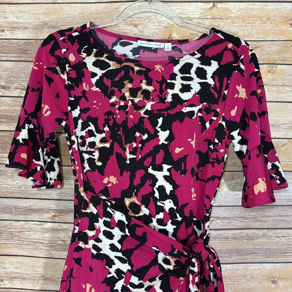 Notations Dresses & Skirts - Notations faux wrap Stylish Pink and Black Animal Print Dress